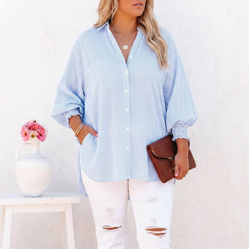 Jeanette Striped Collared T-Shirt