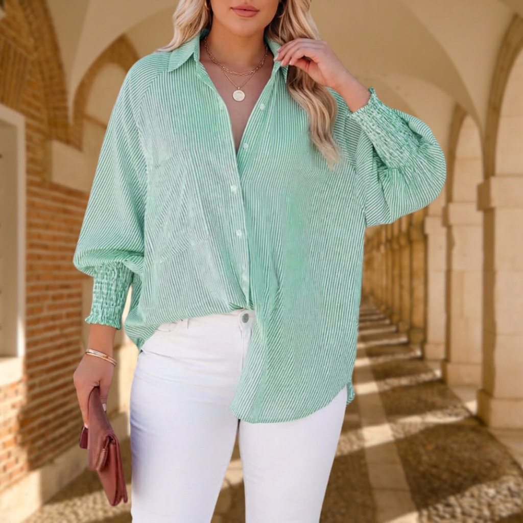 Jeanette Striped Collared T-Shirt – view 7