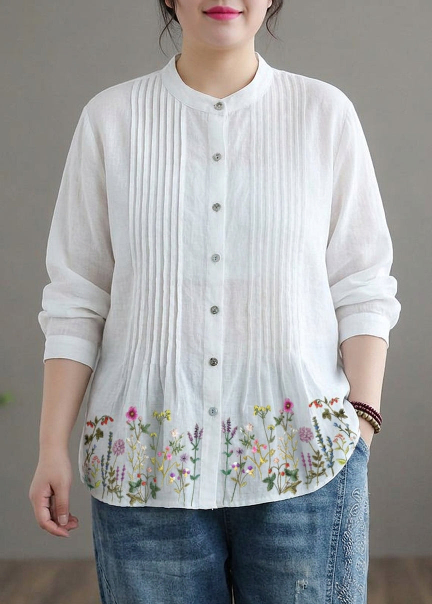 Jennifer Linen Mock Neck Blouse – view 15