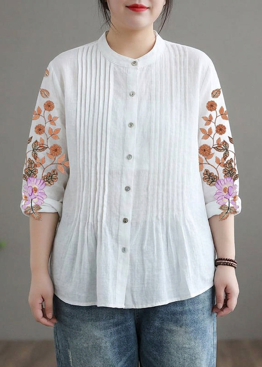 Jennifer Linen Mock Neck Blouse – view 16