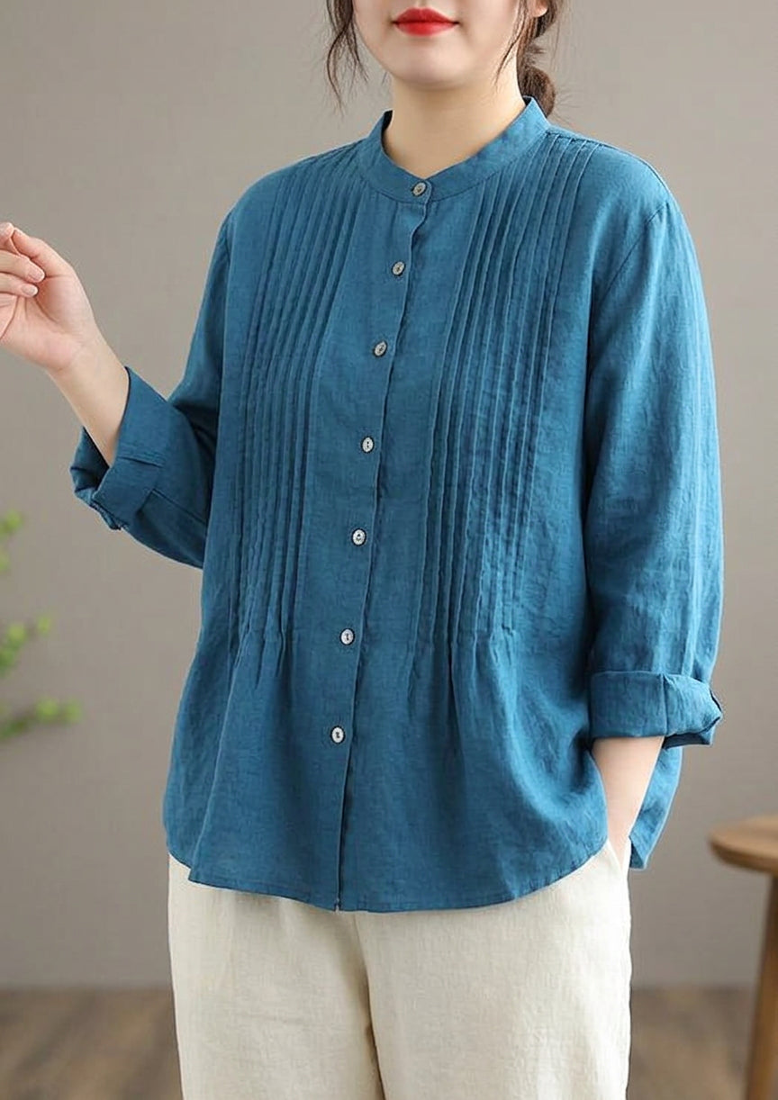 Jennifer Linen Mock Neck Blouse – view 7