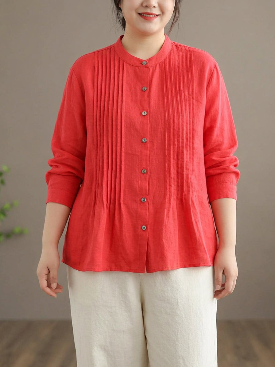 Jennifer Linen Mock Neck Blouse – view 9