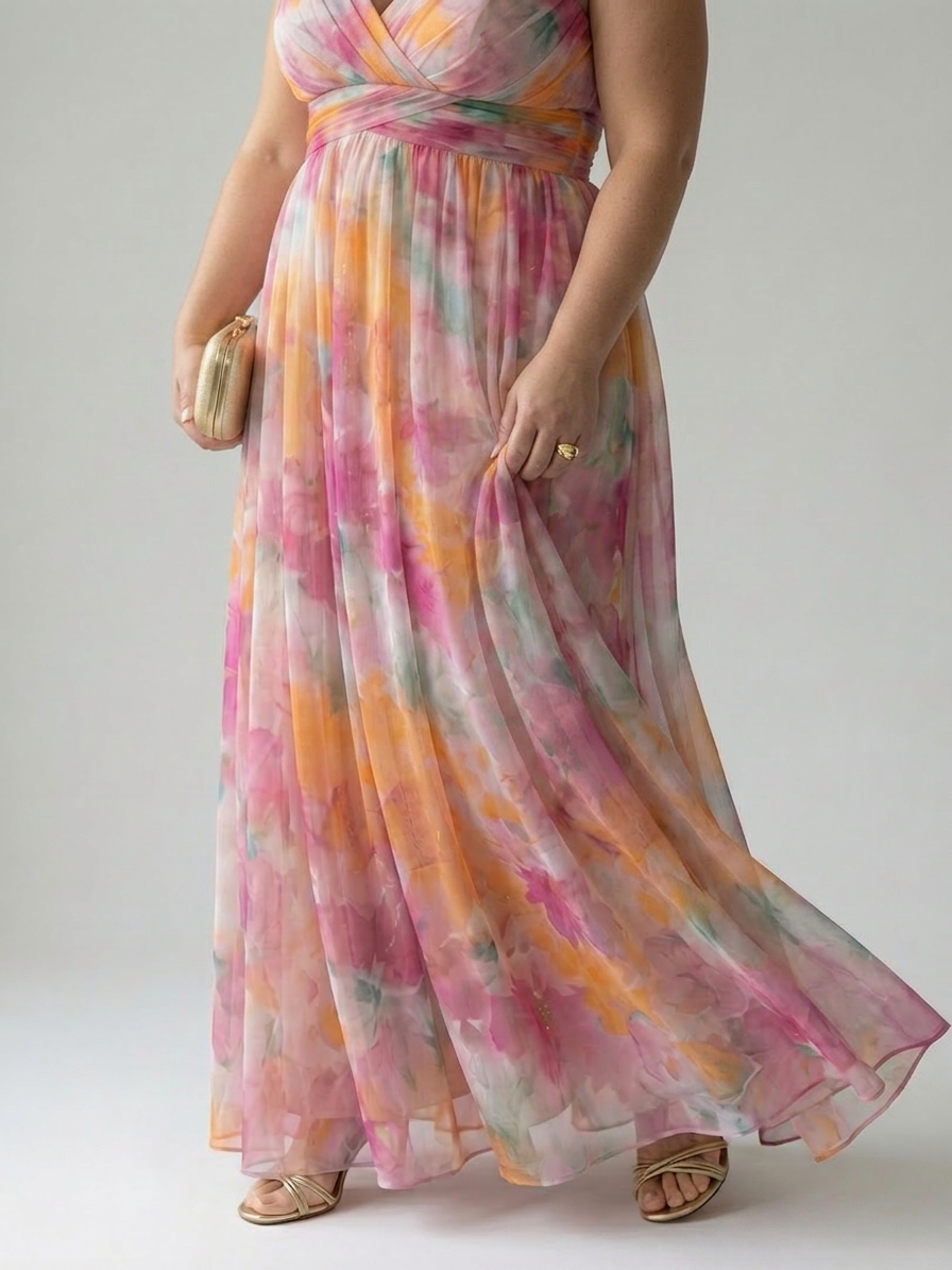 Joanna Chiffon Floral V-Neck Maxi Dress – view 10