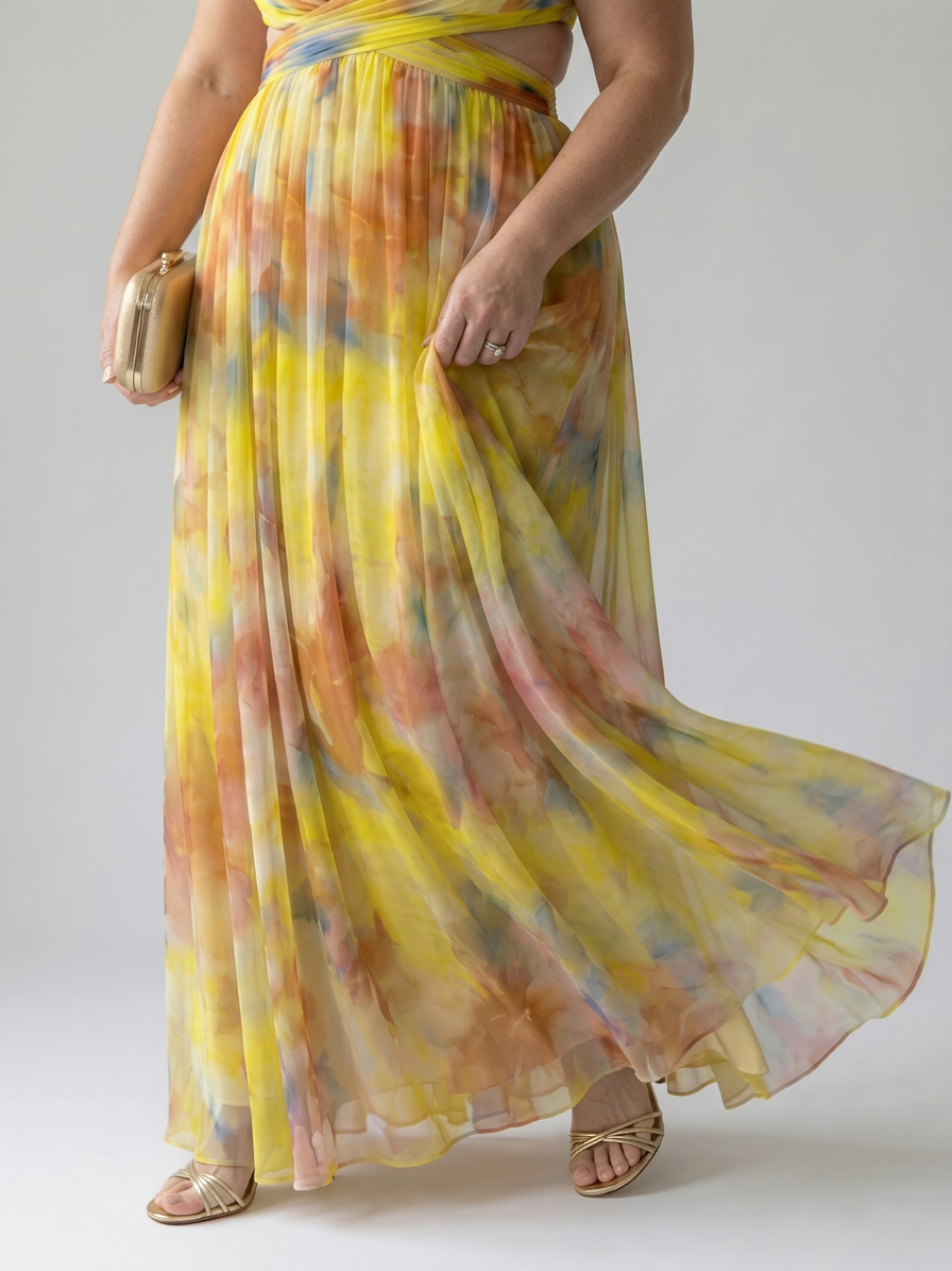 Joanna Chiffon Floral V-Neck Maxi Dress – view 12