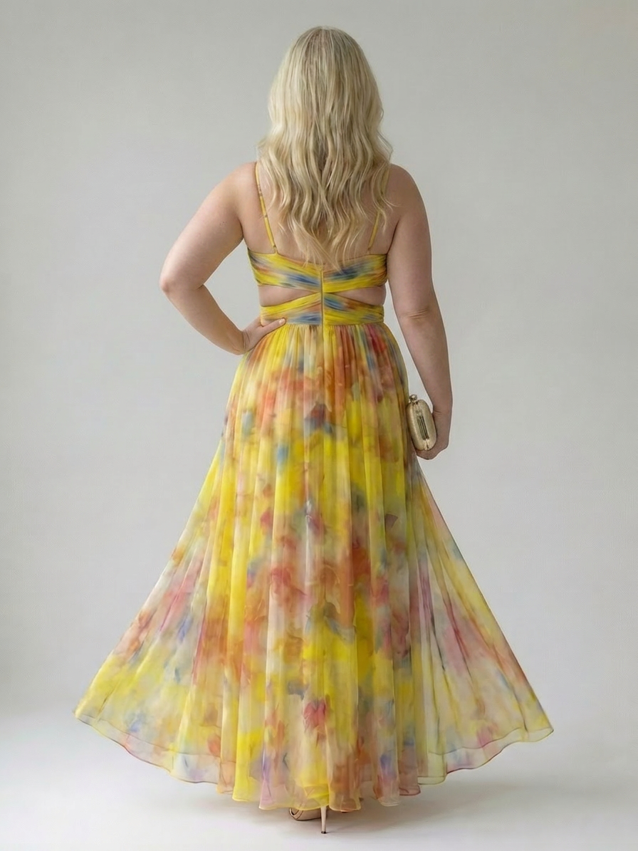Joanna Chiffon Floral V-Neck Maxi Dress – view 13
