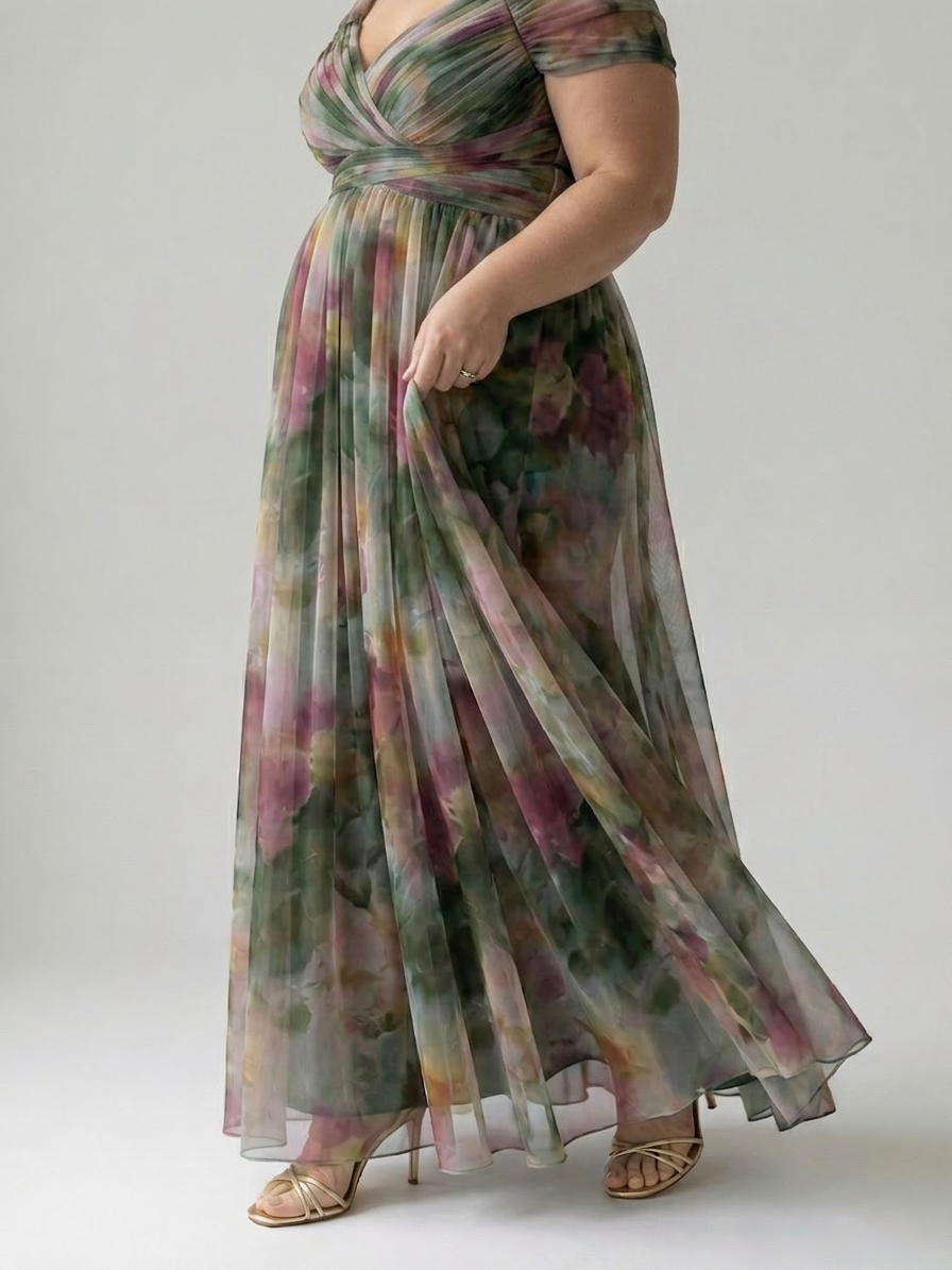 Joanna Chiffon Floral V-Neck Maxi Dress – view 18