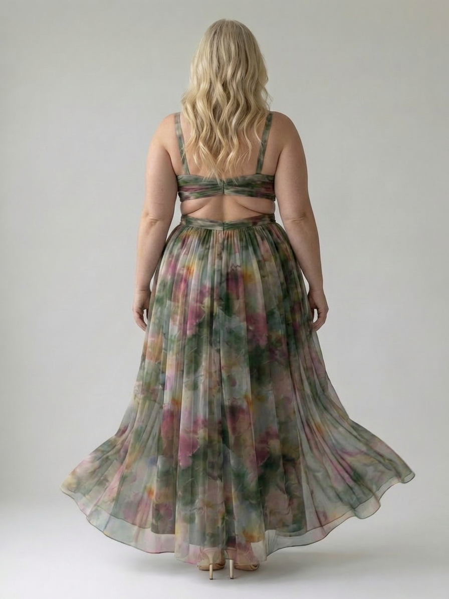 Joanna Chiffon Floral V-Neck Maxi Dress – view 19