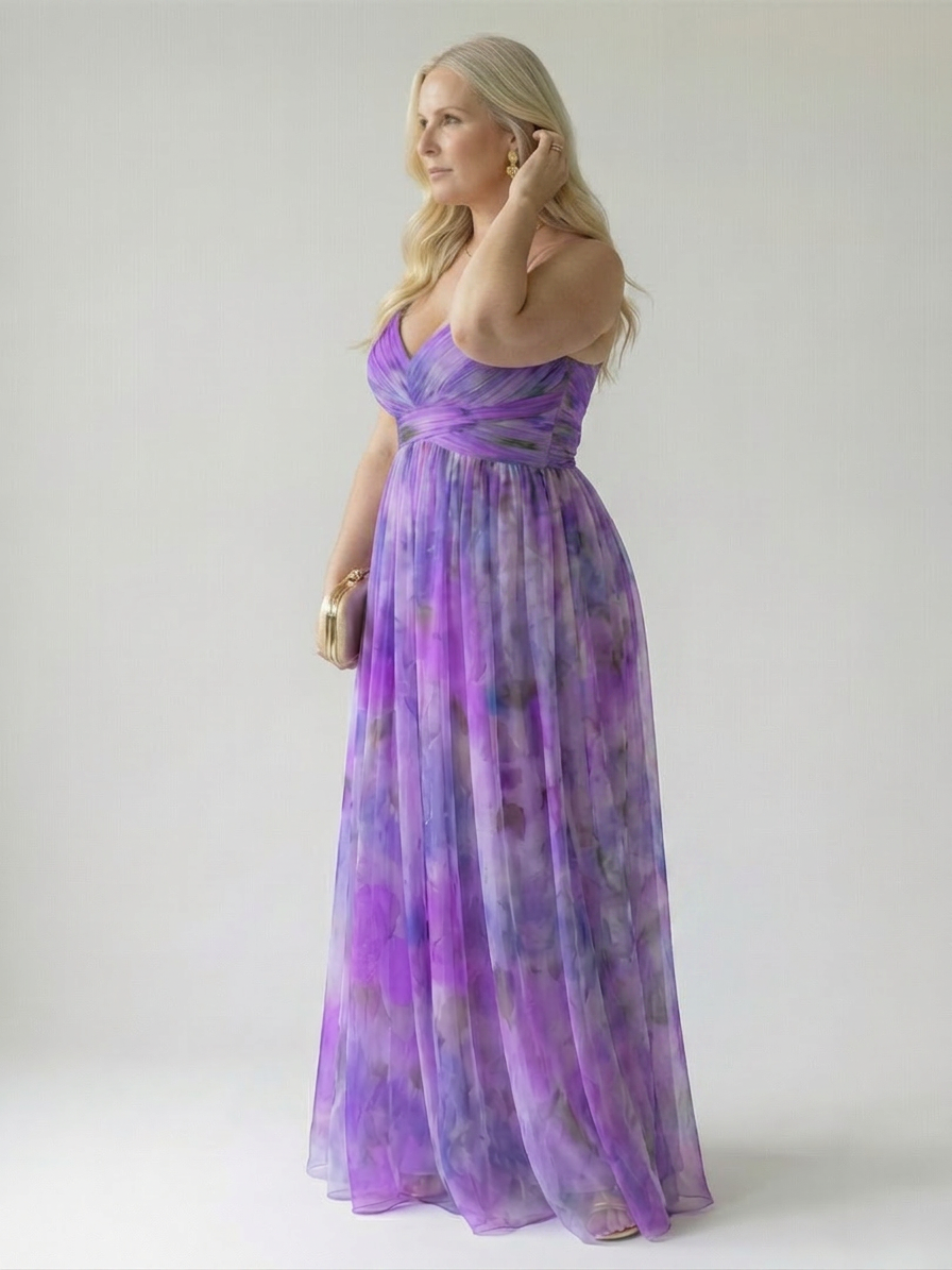 Joanna Chiffon Floral V-Neck Maxi Dress – view 21