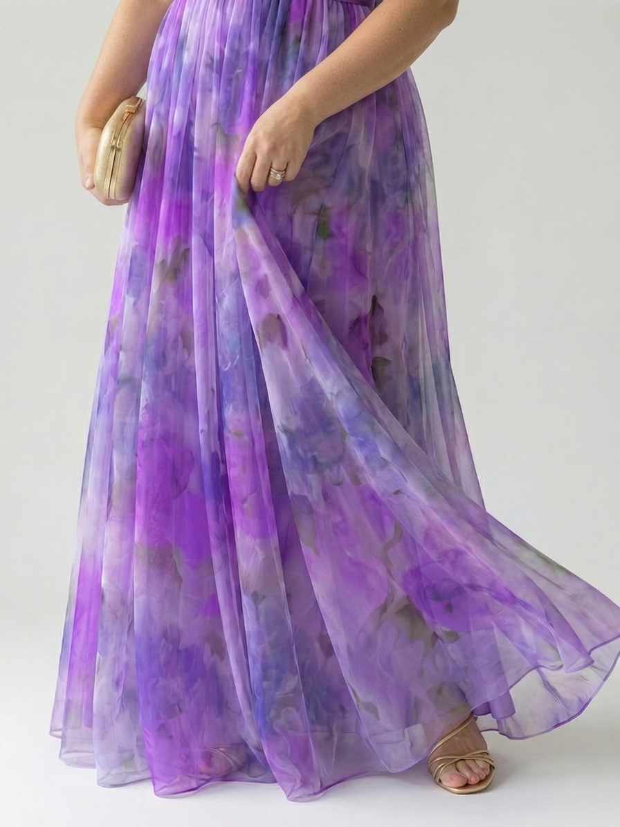 Joanna Chiffon Floral V-Neck Maxi Dress – view 22