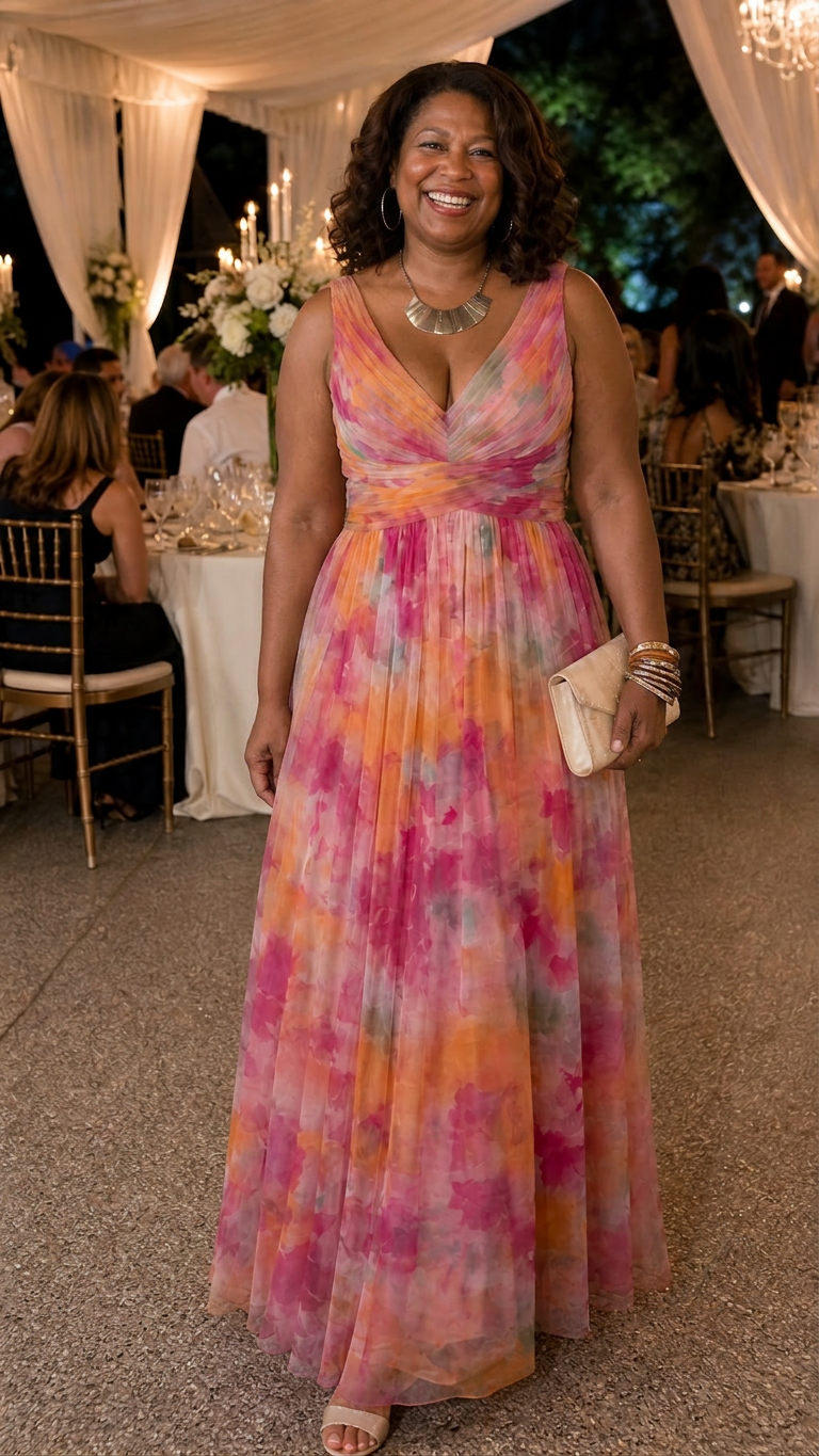 Joanna Chiffon Floral V-Neck Maxi Dress – view 6
