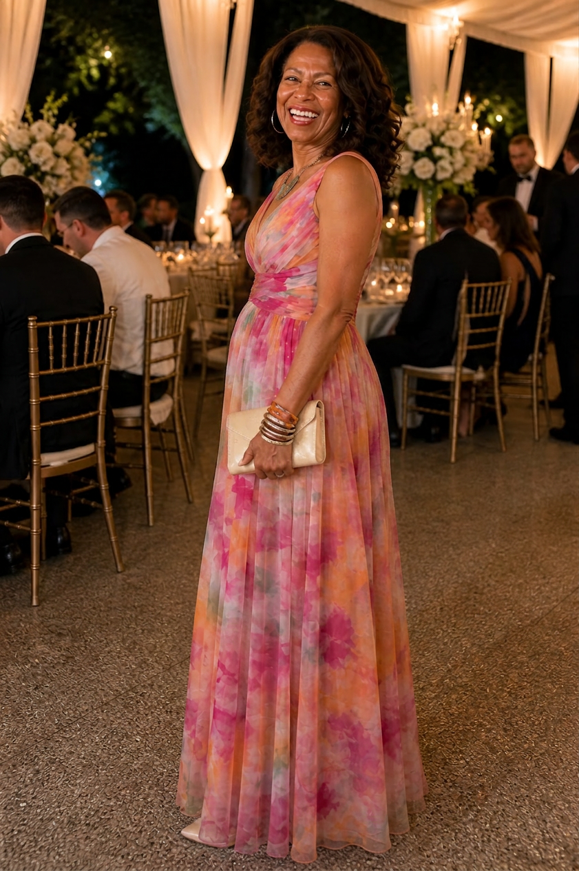 Joanna Chiffon Floral V-Neck Maxi Dress – view 7