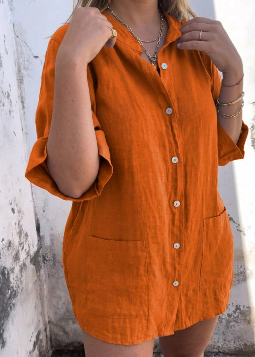 Jocelyn Linen Mock Neck Mini Dress – view 2