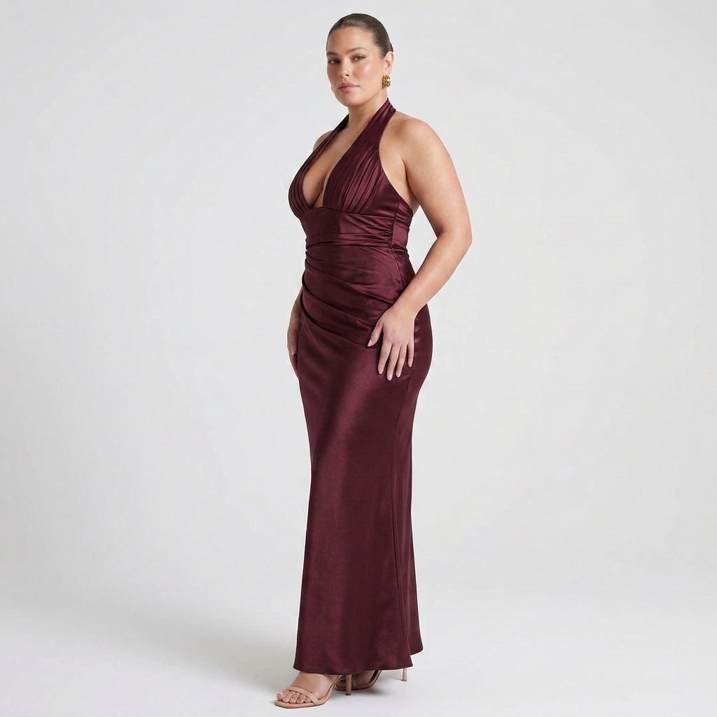 Jocelyn Satin Halter Maxi Dress