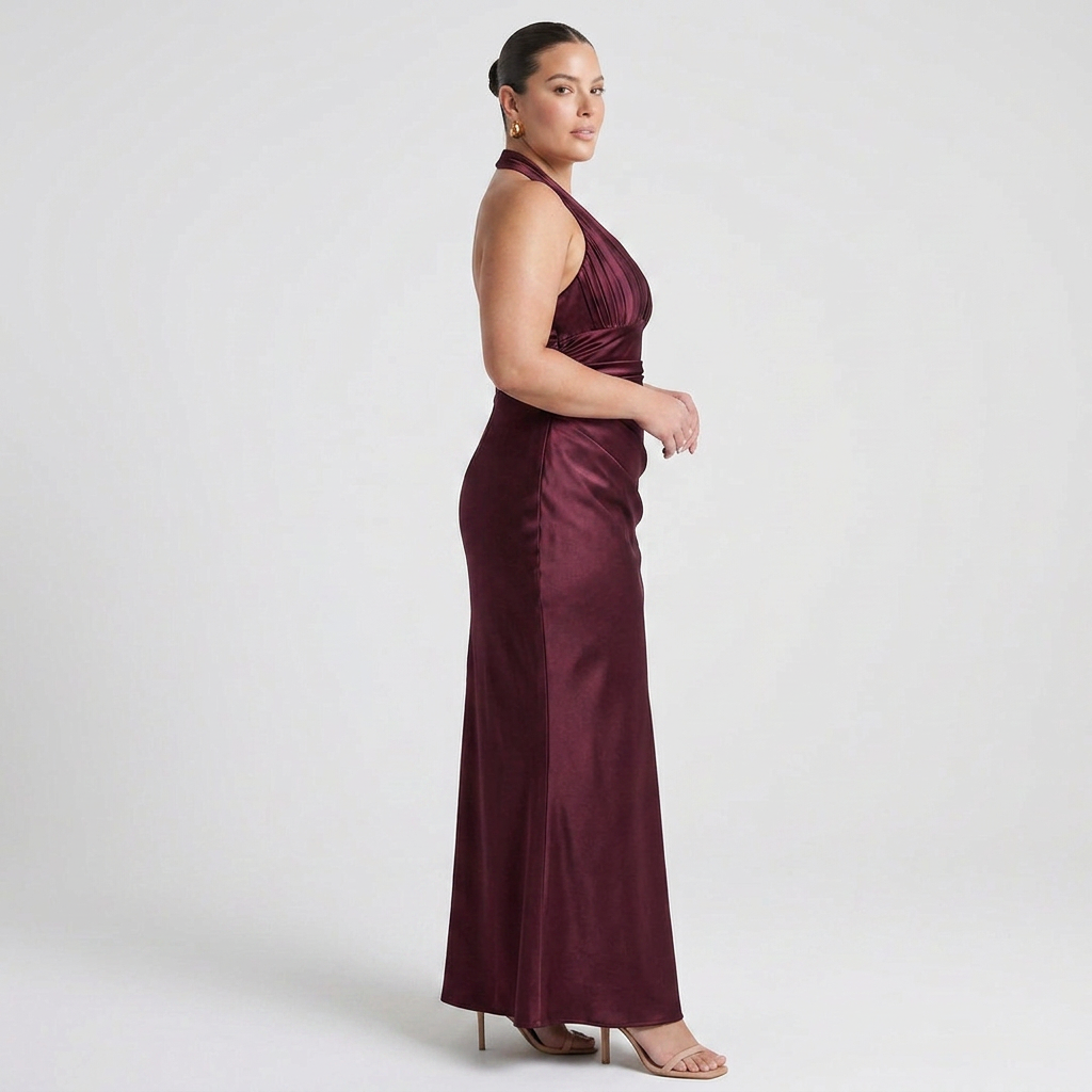 Jocelyn Satin Halter Maxi Dress – view 2