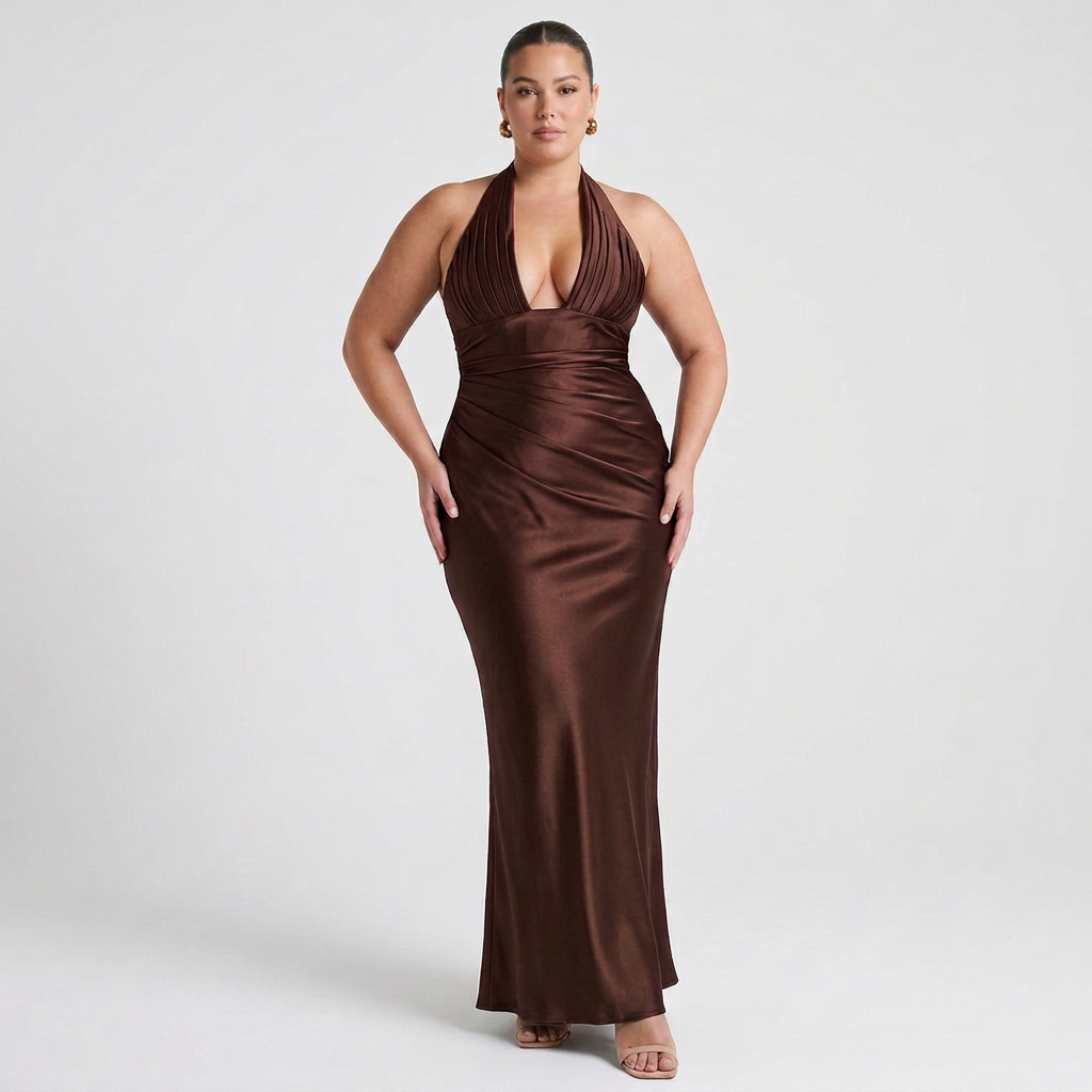 Jocelyn Satin Halter Maxi Dress – view 5