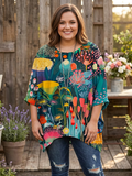 Journey Chiffon Floral Round Neck Kaftan Top