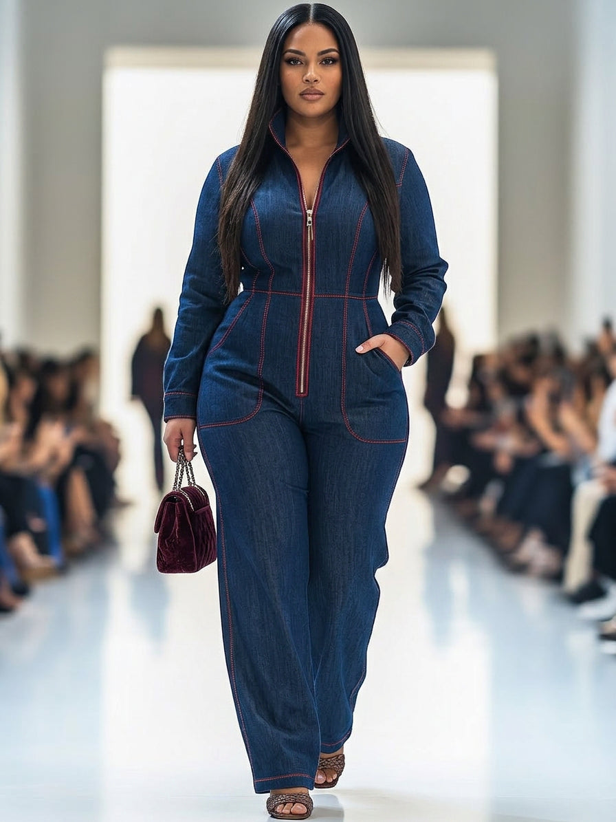 Mabel | Denim Long Sleeve Jumpsuit