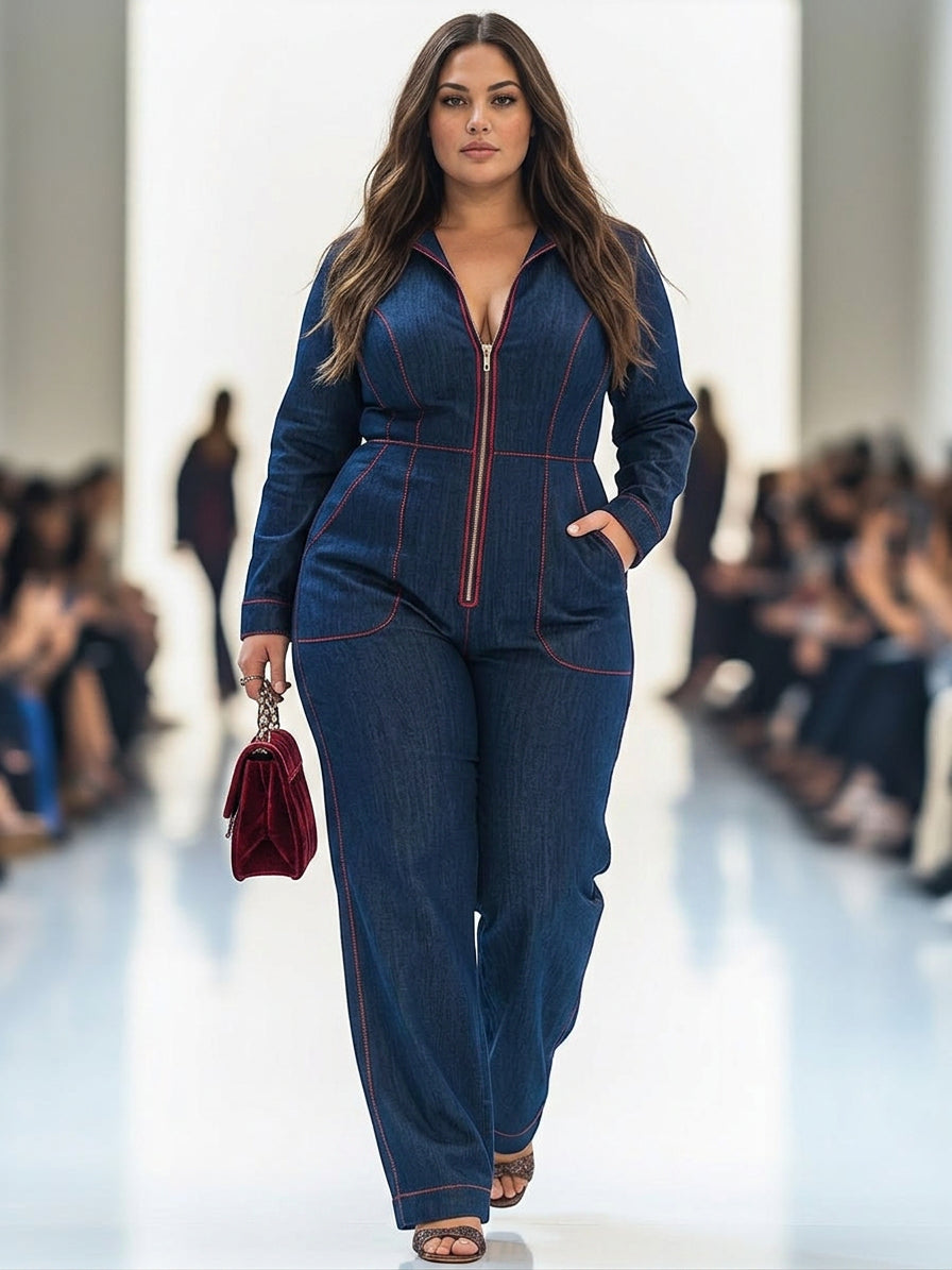 Mabel | Denim Long Sleeve Jumpsuit