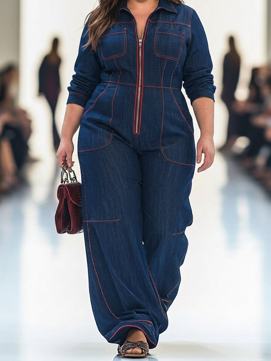 Mabel | Denim Long Sleeve Jumpsuit