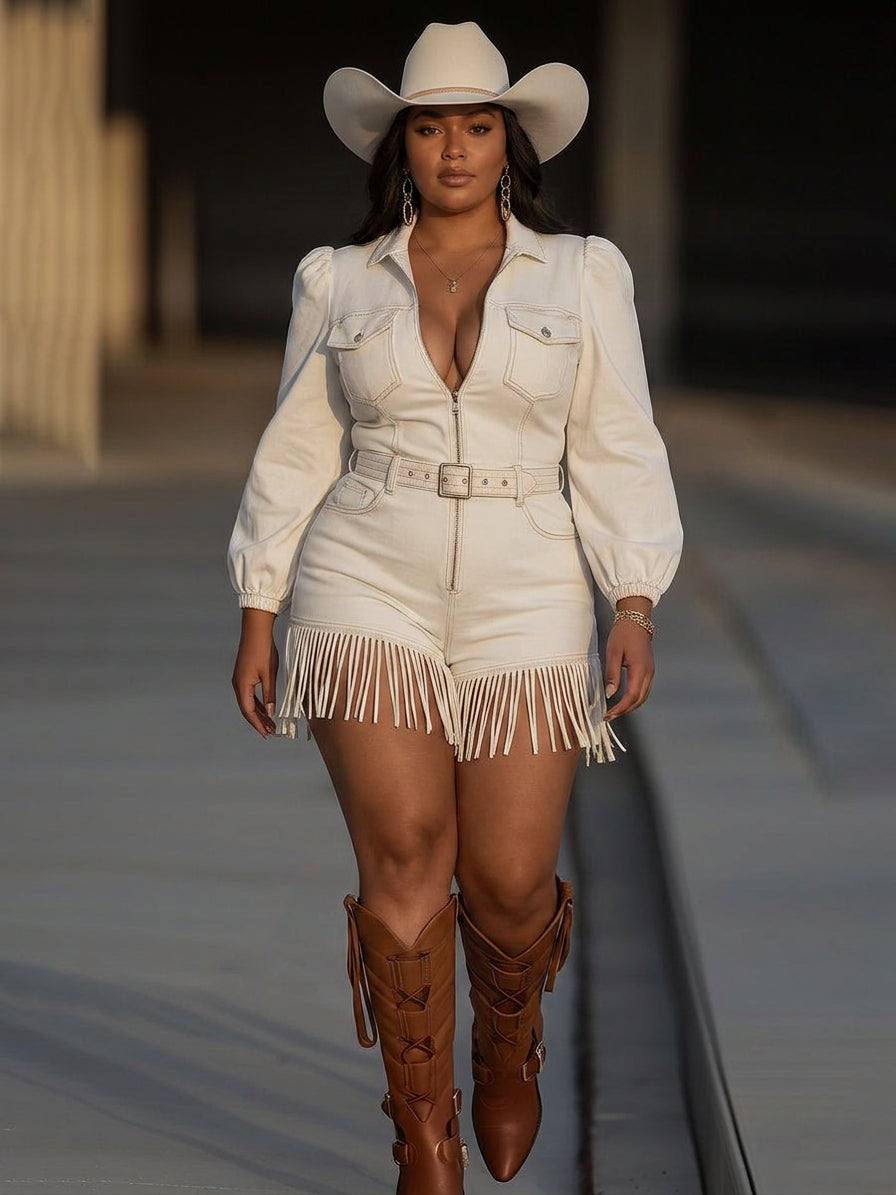 Flora | Denim Fringed Mini Skirt