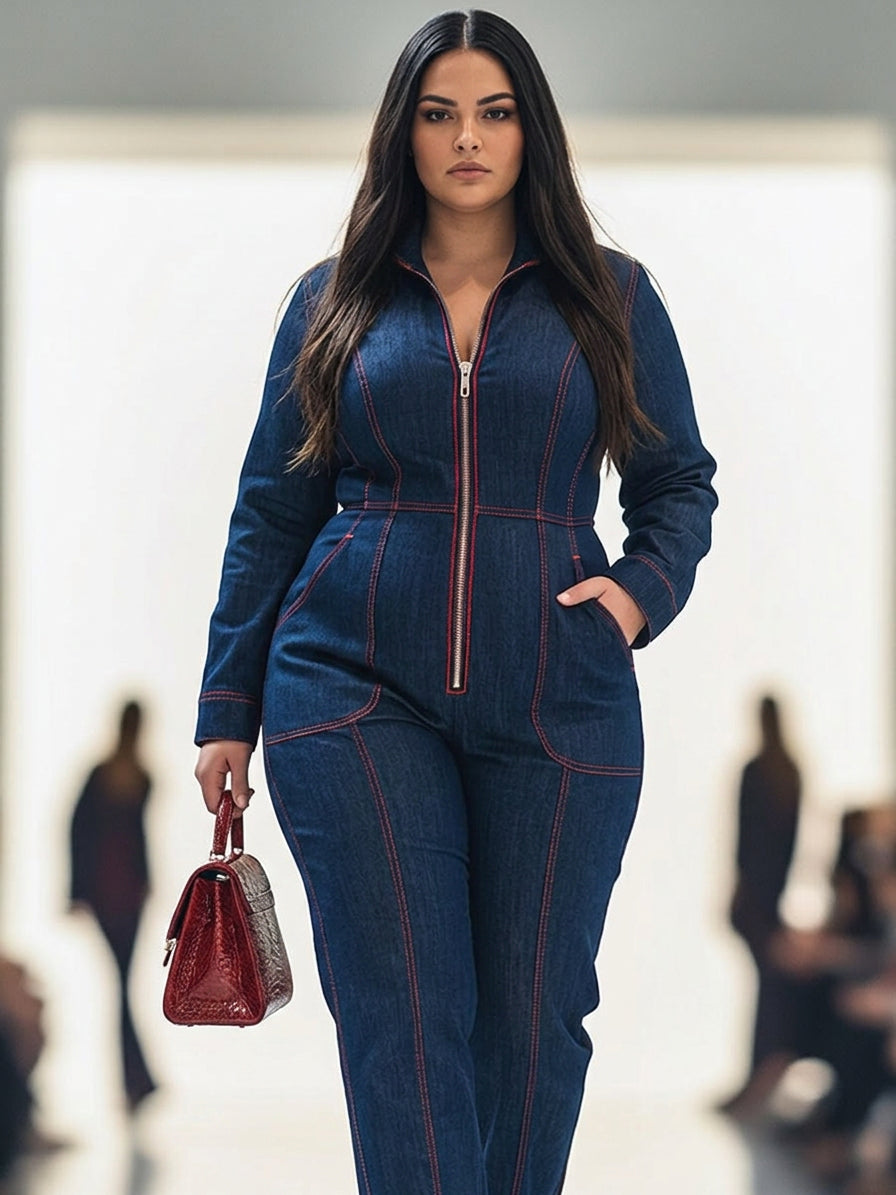 Mabel | Denim Long Sleeve Jumpsuit