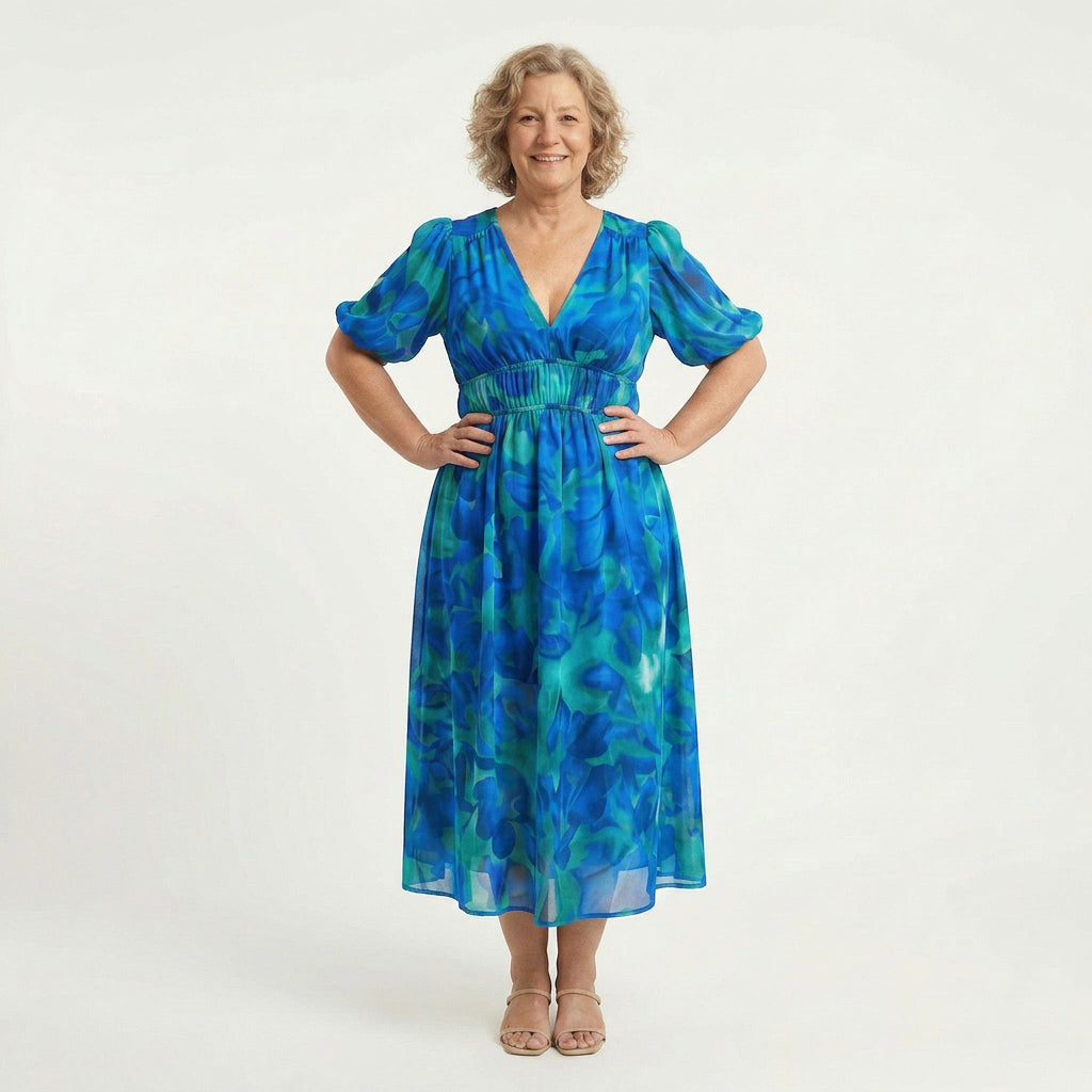 Judith Chiffon Floral V-Neck Midi Dress – view 3