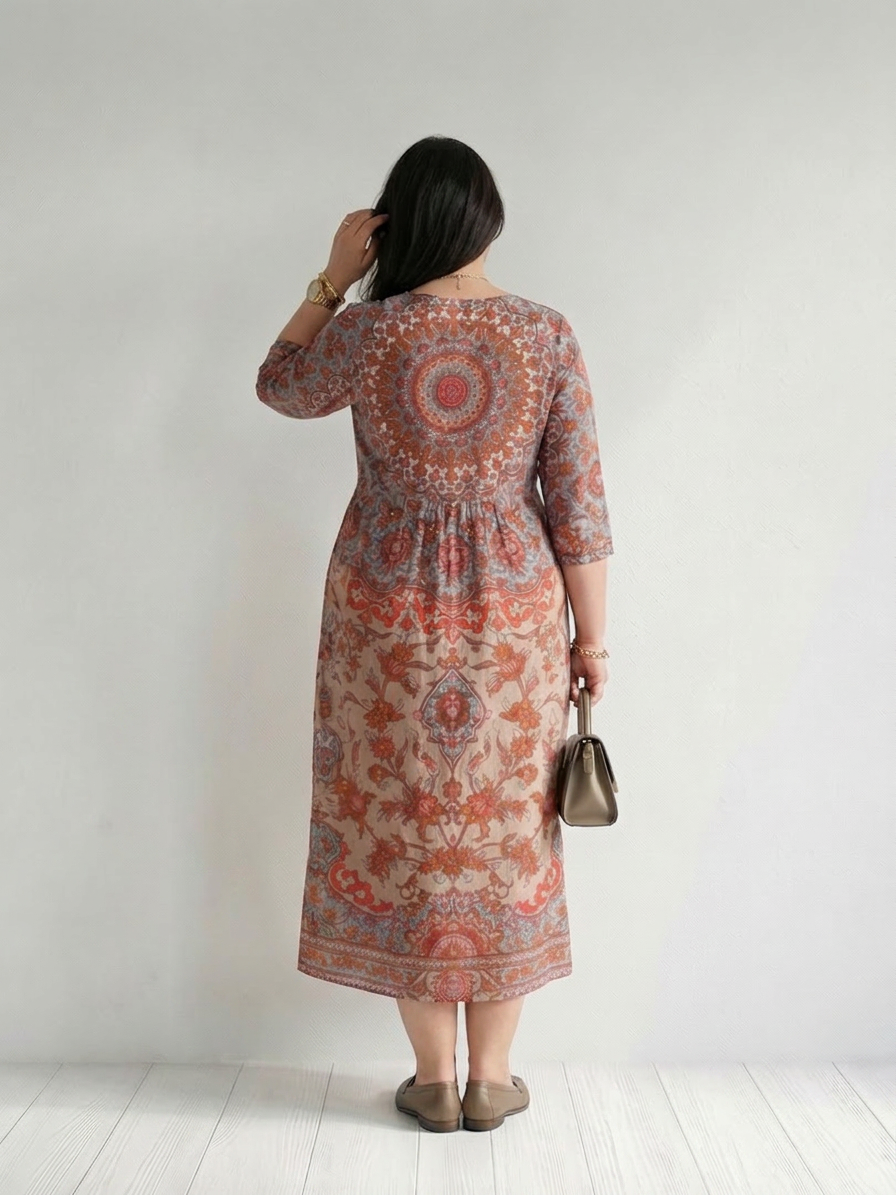 Julia Paisley V-Neck Midi Dress – view 3