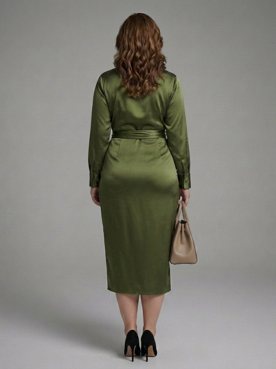 Juliet Satin Collared Knee-Length Dress – view 3