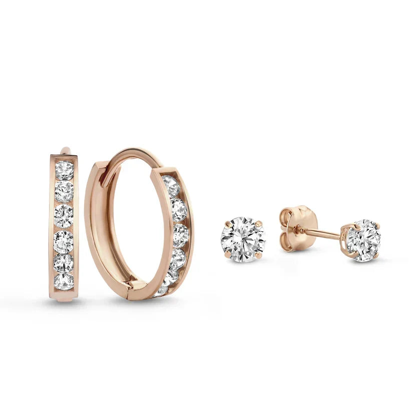 Kara Huggie Hoop Cubic Zirconia Earring Set for Women – view 3
