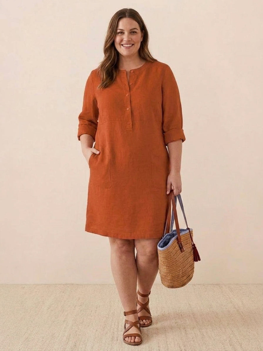 Katie Denim Round Neck Knee-Length Dress – view 19