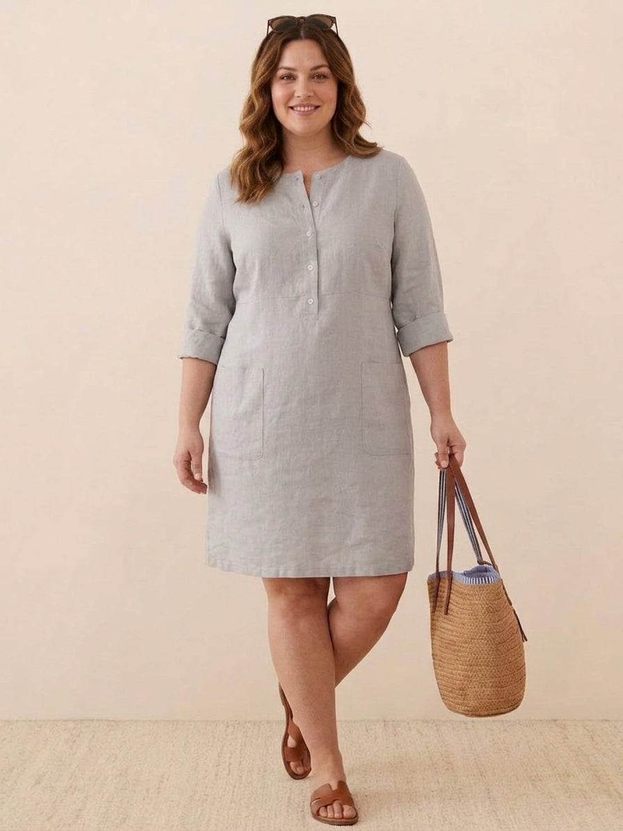 Katie Denim Round Neck Knee-Length Dress – view 31
