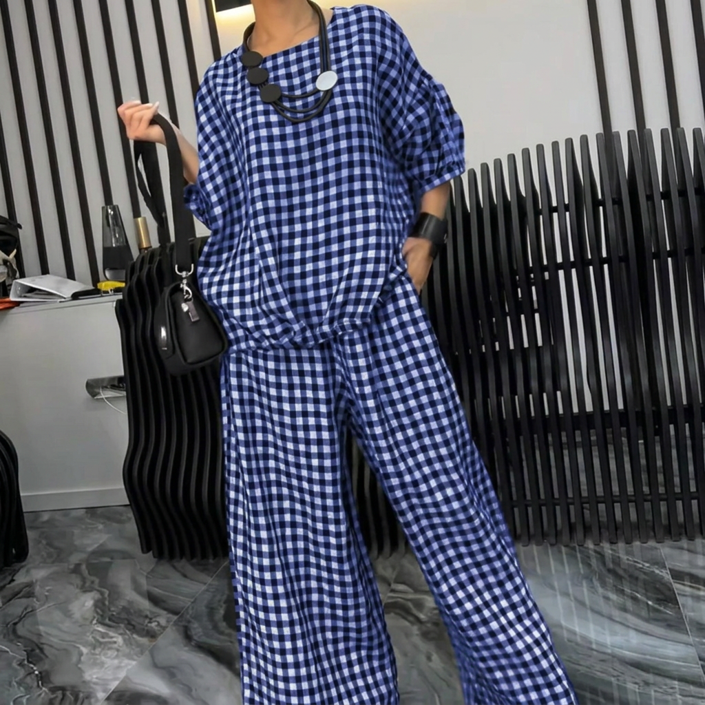 Kayla Checked 3/4 Sleeve Two-Piece Set – view 3