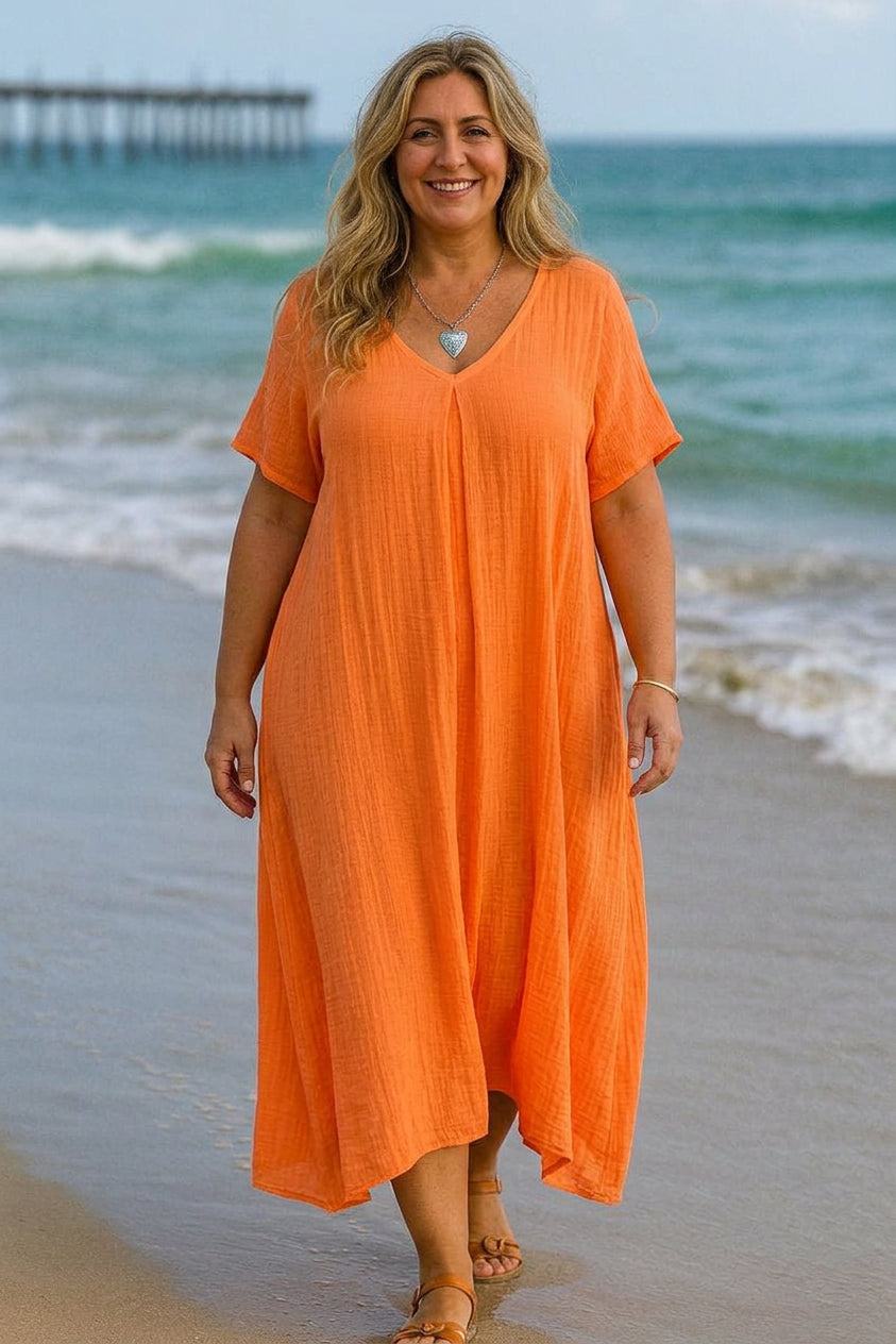 Keira Linen V-Neck Midi Dress – view 4
