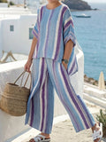 Kendra Linen Striped Two-Piece Set