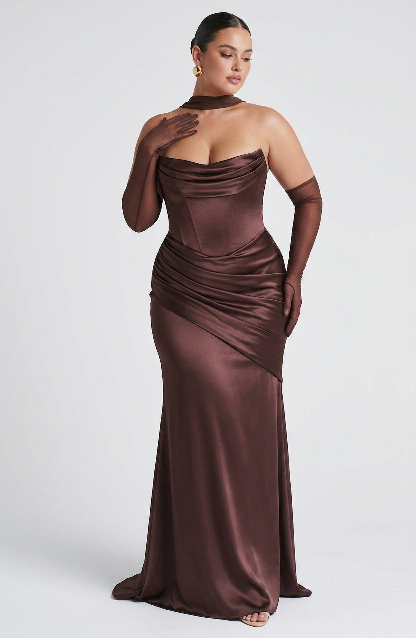 Yvonne | Satin Strapless Maxi Dress