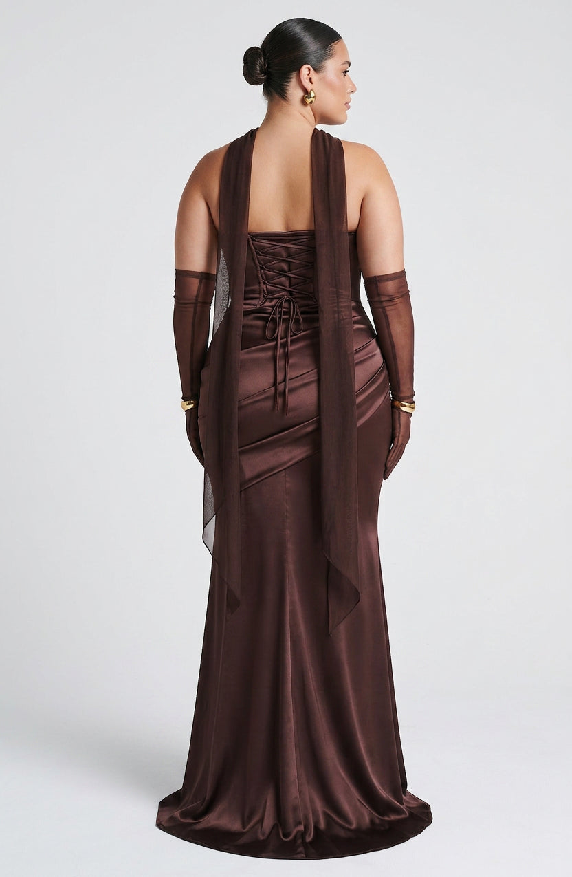 Yvonne | Satin Strapless Maxi Dress