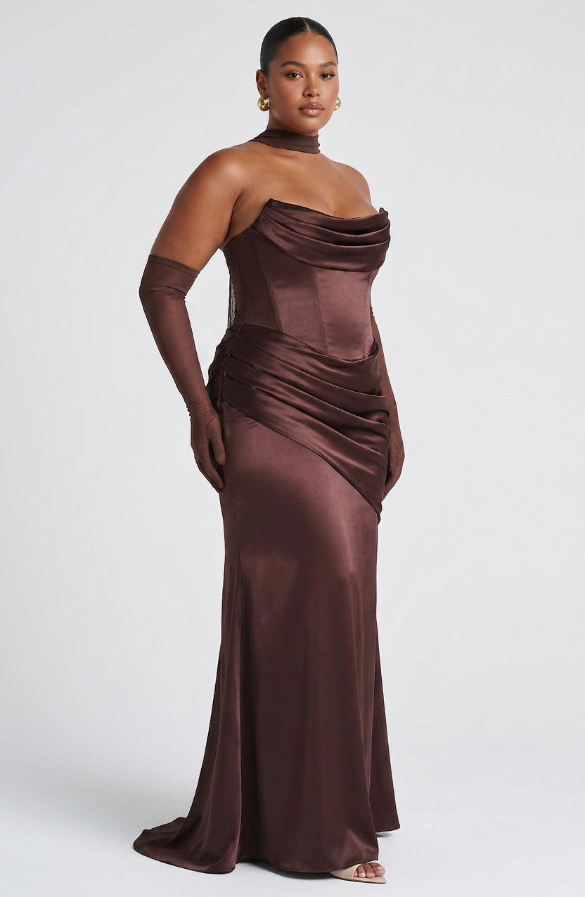 Yvonne | Satin Strapless Maxi Dress