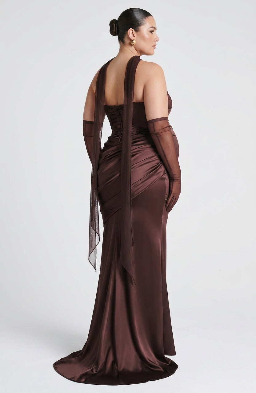 Yvonne | Satin Strapless Maxi Dress