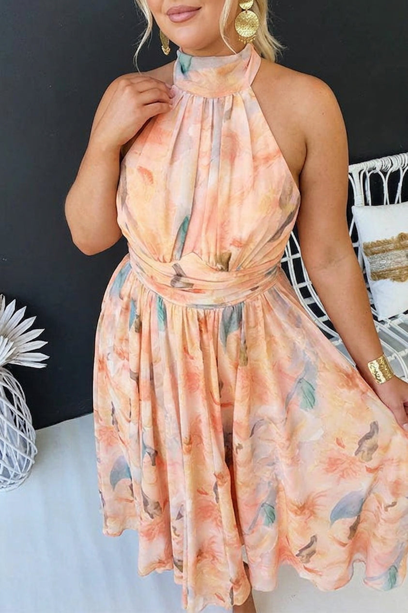 Kiara Chiffon Floral Halter Maxi Dress – view 4