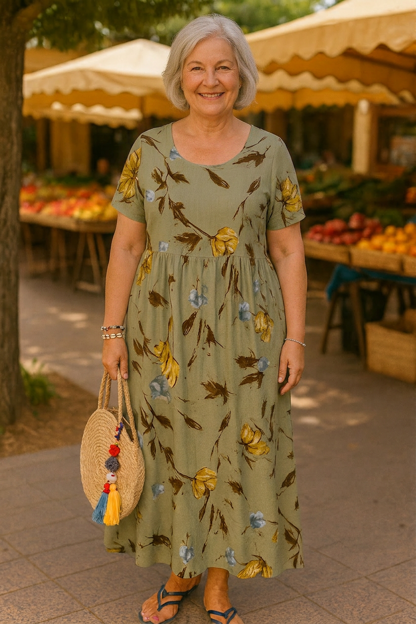Kimberly Floral Round Neck Maxi Dress