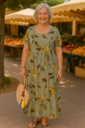 Kimberly Floral Round Neck Maxi Dress
