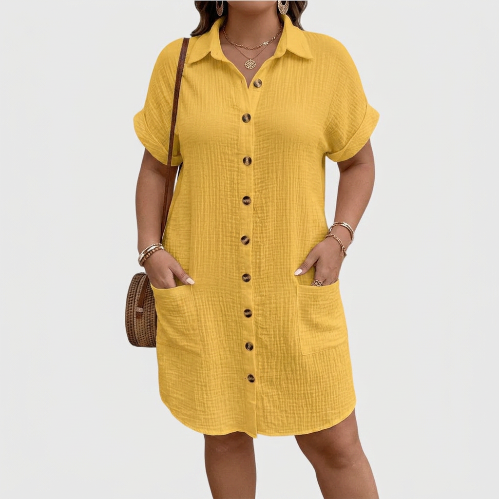 Kristen Linen Collared Shirt Dress – view 6