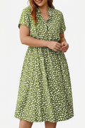Kristen Polka Dot Collared Knee-Length Dress