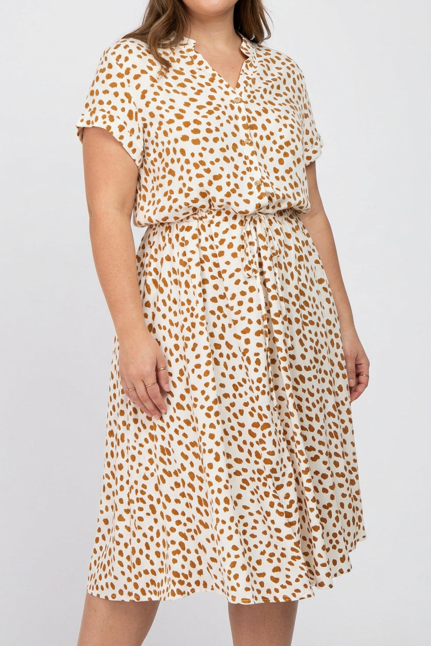 Kristen Polka Dot Collared Knee-Length Dress – view 3