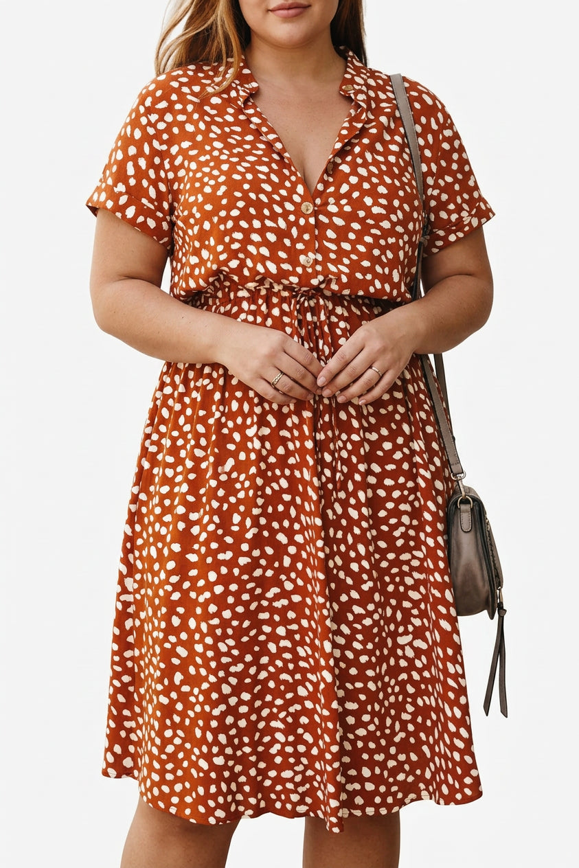 Kristen Polka Dot Collared Knee-Length Dress – view 4