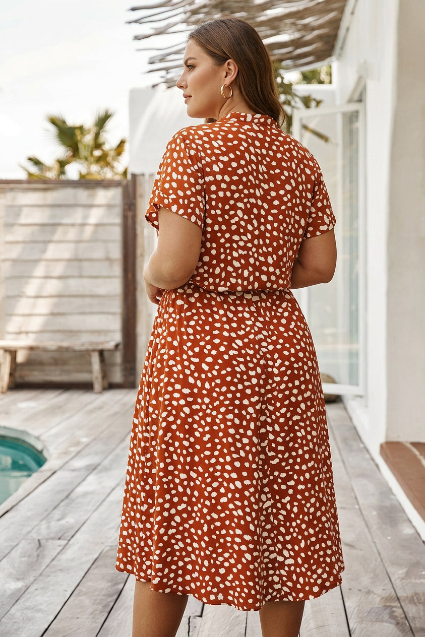 Kristen Polka Dot Collared Knee-Length Dress – view 6