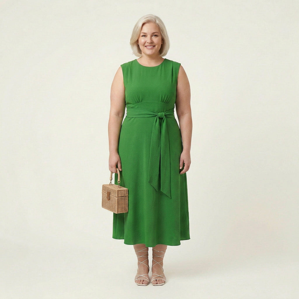Laila Round Neck Midi Dress