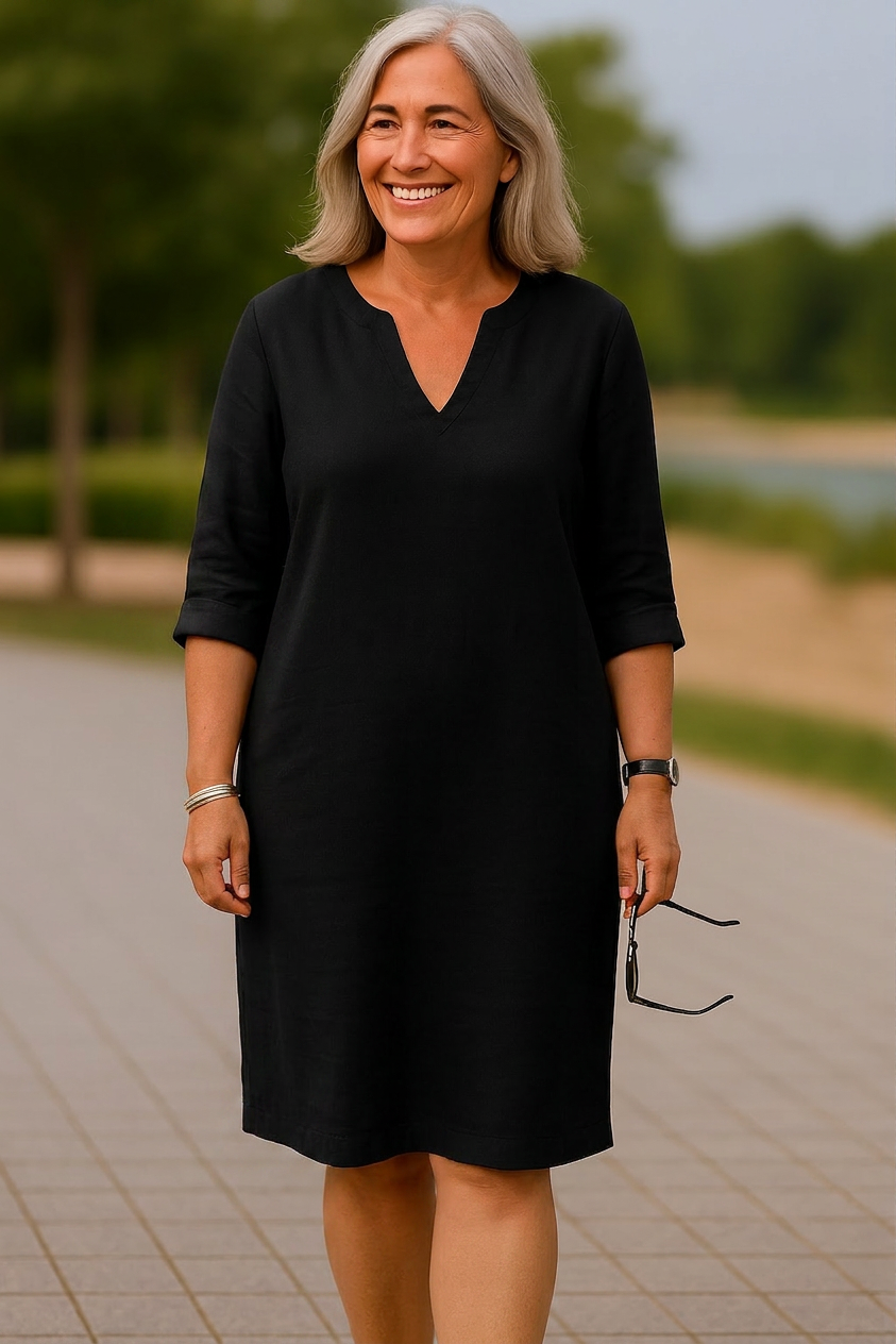 Laurel Linen 3/4 Sleeve Knee-Length Dress – view 2