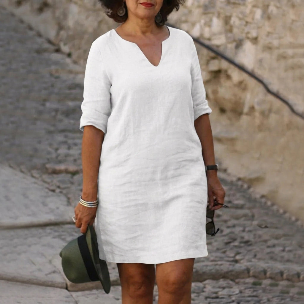 Laurel Linen 3/4 Sleeve Knee-Length Dress – view 9