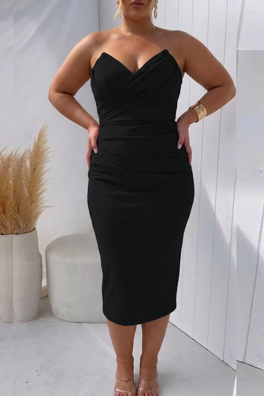Laurel Satin Strapless Midi Dress – view 6